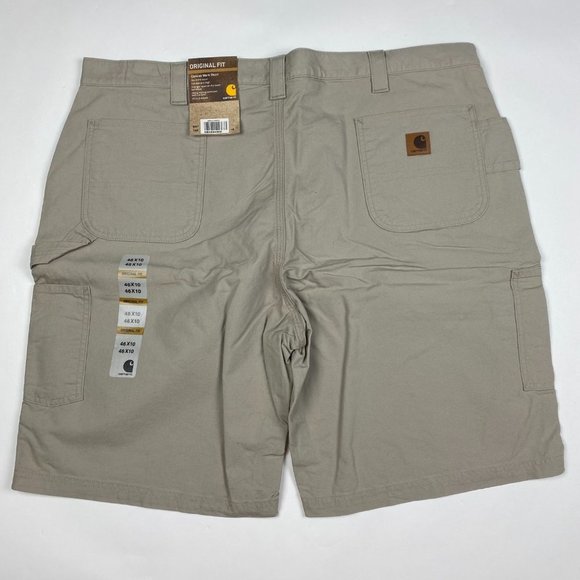 NEW Carhartt B147 TAN Original Fit Canvas Work Shorts Mens 46 x 10 Cotton - Picture 2 of 11